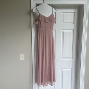 Bill Levkoff Zora Chiffon V-Neck A-Line Princess Dress Frost Rose Size 2